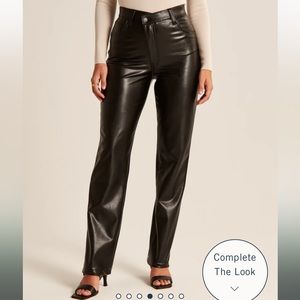 Abercrombie brown leather pants, straight leg, cross cross waistband, 25